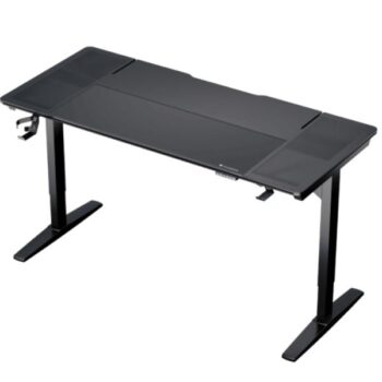 Escritorio Elevable Manual con Posavasos y Soporte Headset ThunderX3 Lab X Negro